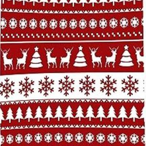 Christmas Throw Blanket 50x60 Red White Reindeer & Christmas Trees